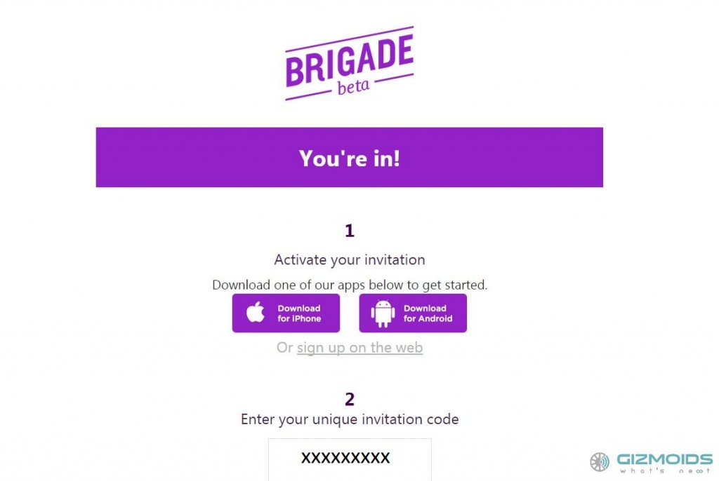 Brigade invitation email