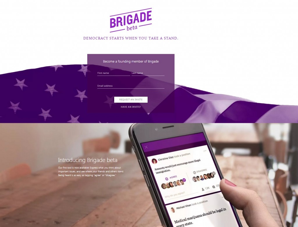 Brigade social network homepage