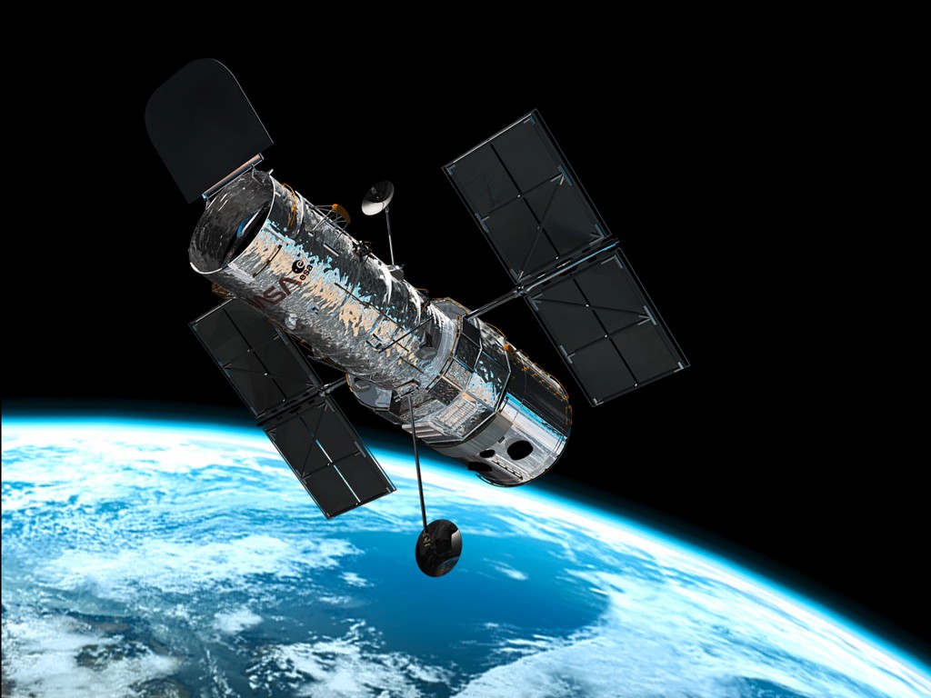 This illustration shows the NASA/ESA Hubble Space Telescope in its high orbit 600 kilometres above Earth.